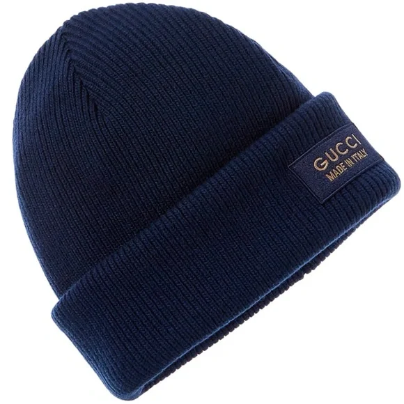 💯😍🆕Authentic 2024 UNISEX GUCCI Logo Patch Ribbed Knit Wool Beanie - Picture 12 of 15